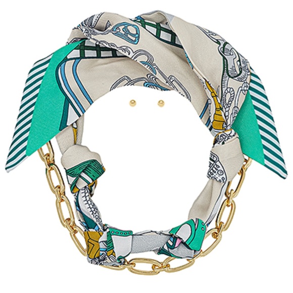 Oval Chain & Scarf Multi Way Necklace Set - Picture 2 of 4